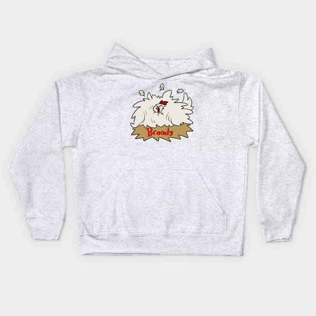 Broody Mother Hen Chicken Kids Hoodie by saradaboru